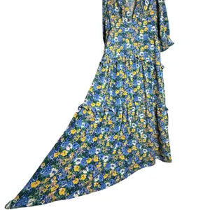 CODE x MODE Floral Maxi Dress XL Empire‎ Waist Drop Waist Ruffle Bishop Sleeve thumbnail 9