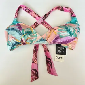 NWT Bar III Women's Over The Shoulder Bralette Bikini Swimsuit Top Size Medium thumbnail 3