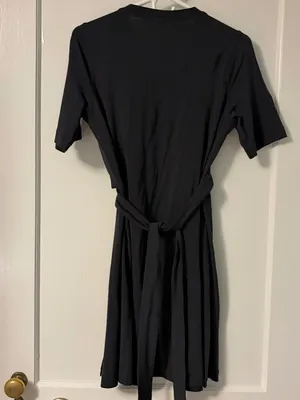 Lululemon Cotton Wrap-Front T-Shirt Dress black size 6 athleisure thumbnail 4