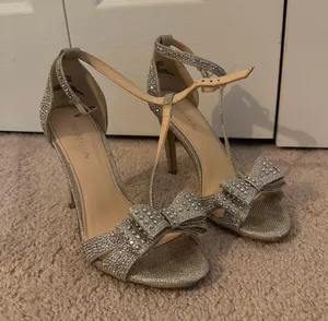 Sparkle Heel Shoes Silver Size 7 thumbnail 1
