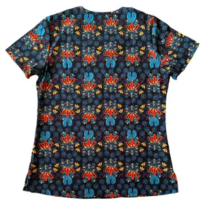 GT Performnce Black Printed V Neck Scrubs Top, S thumbnail 5
