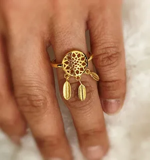 Handmade Dream Catcher Statement Ring Gold thumbnail 1