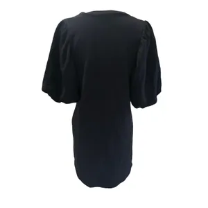 Zara Black Mini Dress Short Puff Sleeve Crew Neck Casual Comfy‎ Women's Small thumbnail 3