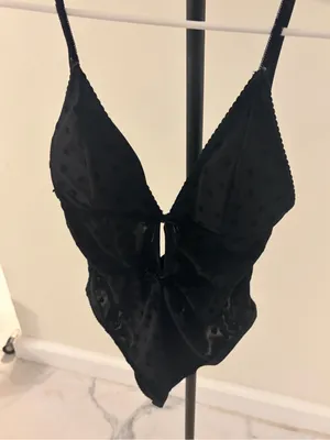 Sheer Black Heart-Accent Satin Chemise with Front Ties thumbnail 1