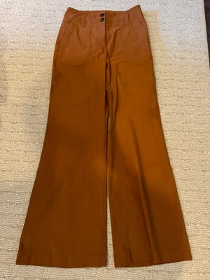 Maeve Anthropologie The Naomi Wide Leg Flare Pants Brown | Size 4 thumbnail 3