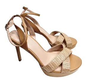 BCBGeneration Sandals Size 9 Tan High Heel‎ Ankle Strap Open Toe Platform thumbnail 1