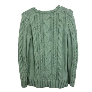 LL Bean Sage Green Double L Mixed Cable Crew Neck Pullover Cotton Sweater XS thumbnail 7