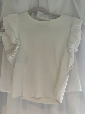 Zara white crop top thumbnail 1
