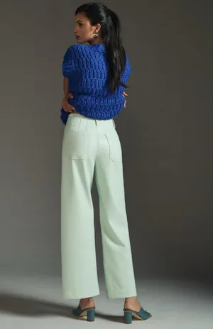 Maeve by Anthropologie The Colette Wide Leg Crop Faux Leather Edition Mint 27P thumbnail 3