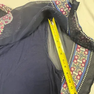 Apt. 9 Women's Navy Blue Floral Medallion Chiffon Layer Overlay Tank Top Size L thumbnail 8
