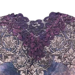 Style & Co Vintage Whimsigoth‎ Velvet Blouse Purple Medium thumbnail 4