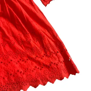 Madewell A-Line Dress Eyelet Cutout Trim 3/4 Sleeves Cotton Size 10 Women's thumbnail 9
