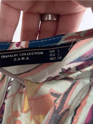NEW ZARA floral blouse top Boho Tassel Moroccan Bohemian Large L⁠ thumbnail 5