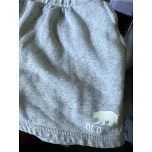 Old Navy Fleece Lounge Shorts Heather Gray Bear Logo Drawstring Pockets Sz M thumbnail 3