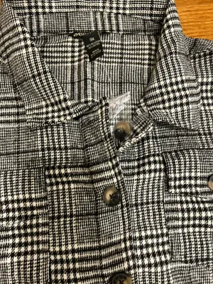 Millenium Plus Size 3X Autumn Essential Black & White Plaid Button thumbnail 9