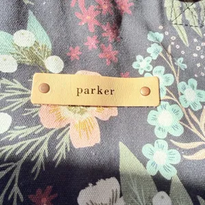 NWT Parker premium cotton with leather straps Floral Tote Bag - Black and Tan thumbnail 6