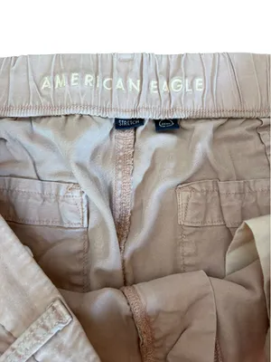 American Eagle Mid Rise Baggy Wide Leg Cargo Pants Womens Size 14 Pale Pink thumbnail 4