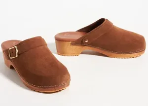 Anthropologie Suede Clog Shoes 36 Tan Brown Fall Autumn thumbnail 1