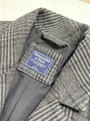 Abercrombie & Fitch Gray Plaid Long Coat Old Money Preppy Academia Tailored S thumbnail 7