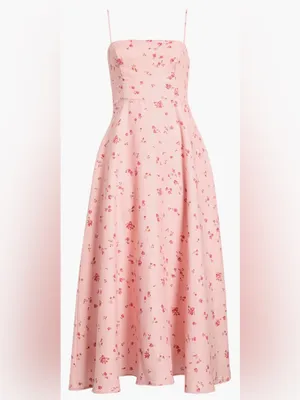 NEW Reformation Monette Noelia floral Linen Pink Maxi Dress sz 12 thumbnail 2