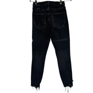 AGOLDE Sophie Crop High Rise‎ Black Denim Raw Hem Skinny Leg Jeans Size 28 thumbnail 2