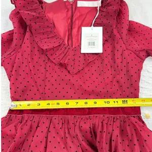 Rachel parcell Women's Red‎ Black Polka Dot Long Sleeve Tiered Ruffle Dress 8 thumbnail 3