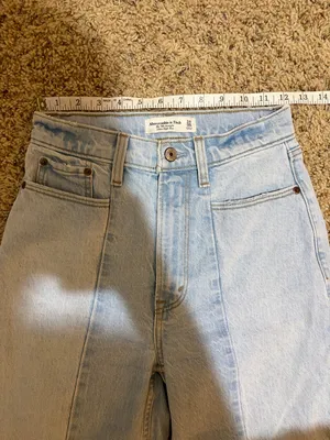 Abercrombie & Fitch Curve Love 90s Straight High Rise Jeans Two Tone 24/00 LONG thumbnail 4