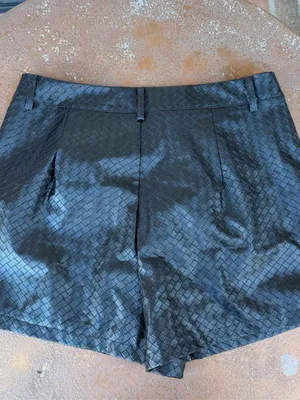 Zara black faux leather crocodile mini shorts Size XL #leather #biker thumbnail 6