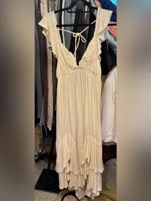 NWOT Free People Free-Est Aquamarine Maxi Dress - Tea neutral cream - Medium thumbnail 6