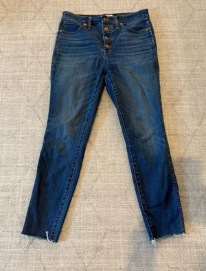 Madewell High Rise Button Fly Skinny Crop Jeans Dark Wash 28 thumbnail 1