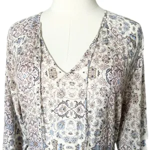 Roller Rabbit Blue Pink Floral Olaya Maxi Dress Long Sleeve Size Large thumbnail 3