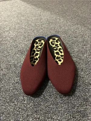 Rothy's Wine Red Knit Slip-On Flats with Leopard Insole thumbnail 4