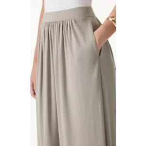 OGL Soft Linen Knit Gathered A-Line Maxi Skirt Dew Sky Blue Size S thumbnail 7