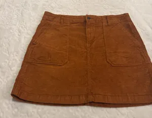 Old Navy Skirt Women 12 Brown Corduroy Cotton Stretch Zip thumbnail 1