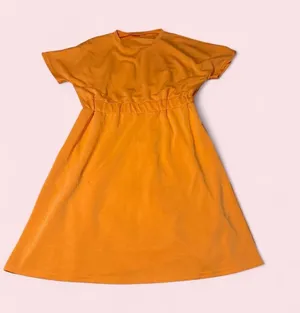 Source Unknown Orange Short-Sleeve Elastic-Waist Mini Dress thumbnail 1