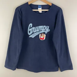 Disney Vintage Y2K Navy Blue Grumpy Genuine Attitude Crewneck Fleece Pullover thumbnail 1