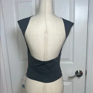 Grey Fitted Muscle Tee with High‎ Neck Gray Size L thumbnail 3
