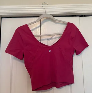 Lululemon Pink Open Back Cropped Active Top thumbnail 2