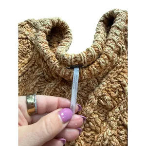 Free People Mustard Yellow Cable Knit Oversized Cotton Ramie Sweater Large thumbnail 3