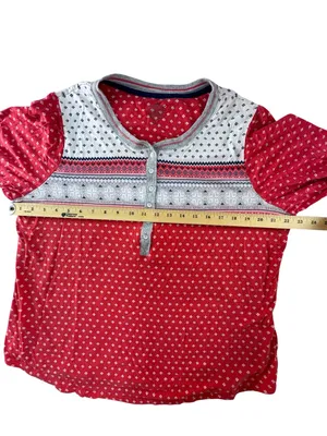 Cuddl Duds Red Polka Dot Long-Sleeve Pajama Set with Gray Trim thumbnail 5