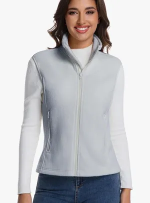 Light Gray Women’s Zip-Front Fleece Vest thumbnail 1
