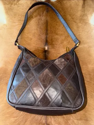 Vintage Cabin Creek Brown Patchwork Leather Shoulder Bag Western Boho Y2K Purse thumbnail 2