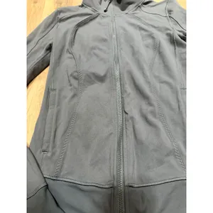 Lululemon Nice Asana Jacket Brushed Soot Light Grey Full Zip Thumbholes Size 8 thumbnail 5