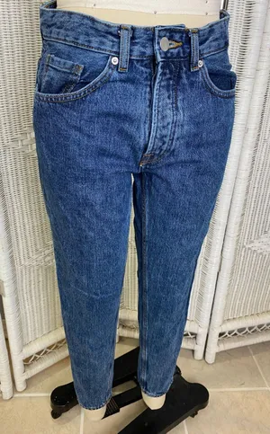 Pull & Bear High Waist Tapered Jeans US 30 Blue Vintage Wash Denim‎ Fall Autumn thumbnail 1
