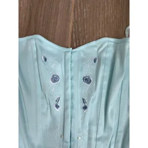Vintage Y2K Charlotte Russe Blue Embroidered Corset Bustier Size L‎ thumbnail 5