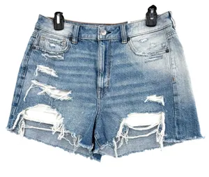 American Eagle Size 8 29 Jean Denim Mom Shorts New with Tags Stretch Waistband thumbnail 1