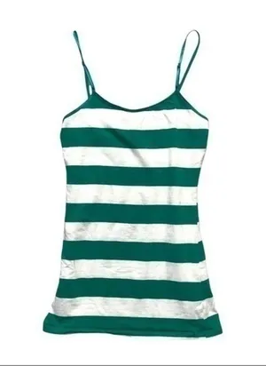 Striped Tank Top Spaghetti Straps Stripes Green White Size Medium Maternity thumbnail 5