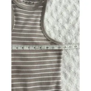 Abercrombie & Fitch Soft A&F Rib Tan Striped Sleeveless High Neck Bodysuit M thumbnail 6