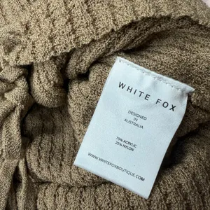 White Fox Brown Ribbed Lace Up Crop Top‎ Balloon Sleeve Size XS Minimalist Basic thumbnail 6