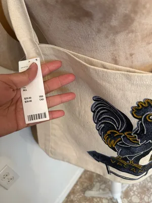 Urban Outfitters Cream Canvas Tote with Rooster Motel thumbnail 3